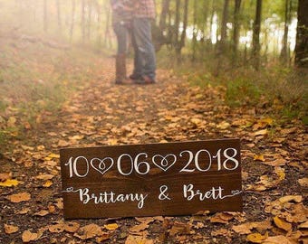 Save the Date Sign-Wedding date sign-Personalized Name sign -Engagement Photo prop-Wood Sign- Custom Wedding Gift-Keepsake-Engagement Gift
