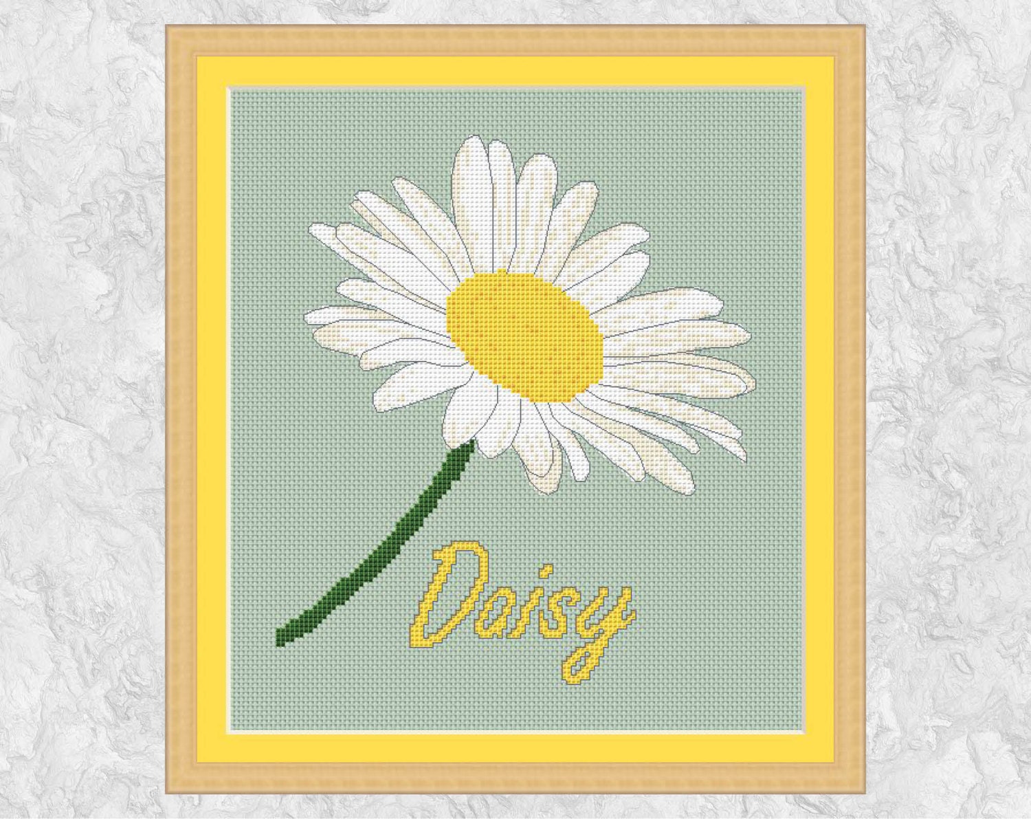 Daisy cross stitch pattern PDF modern flower counted cross