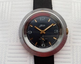 ZIM watch,(Pobeda),Vintage Soviet Men's Watch ZIM, mechanical watch, black dial,