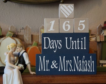 WEDDING COUNTDOWN BLOCKS. Engagement Gift. Bridal Shower Gift. Wooden Block Calendar. Days Til I Do. Custom Blocks. Gift for the Bride.