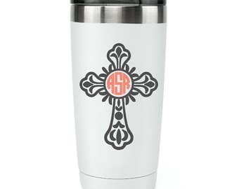 Easter Decals - Easter Gift - Custom Cross Decal - Personalized Decal for Yeti Tumbler - Tumbler Monogram Decal - Christian Car Decals
