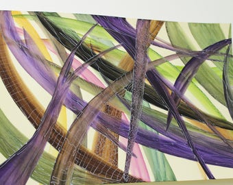 Palm Leaf Tropical Jungle Violet Foliage Original Mood Intense Quadri Fiori Astratto Large abstract painting No REPLY OOAK modern art