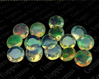 5mm ethiopian opal faceted round - calibrated size Awesome Strong Flashy multi fire welo opal AAA quality natural loose gemstone - FOR ONE