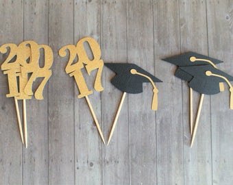 Cupcake Toppers, Graduation Party Decorations, Graduation Cupcake Toppers, 2017 Grad Party, 2017 Graduation, Party Decorations