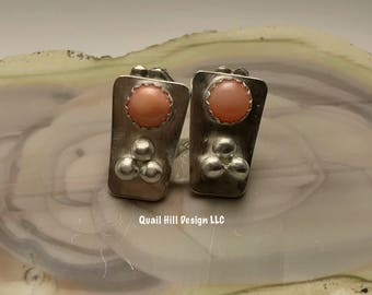 Coral earrings Argentium sterling silver earrings