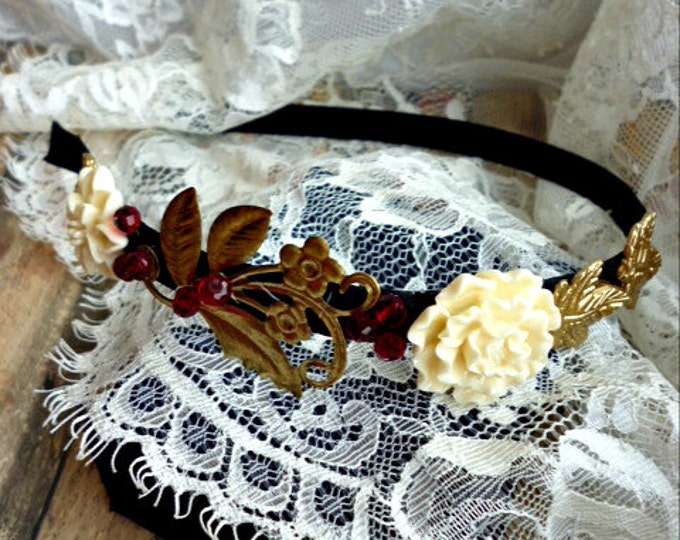 Baroque headband everyday Black gold red headdress dolce crown high fashion black headband headpiece black wedding DG tiara luxury gift her