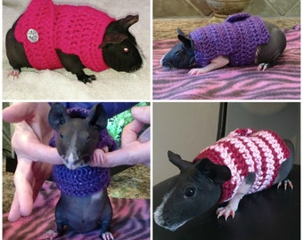 Guinea Pig Sweater, Skinny Pig Sweater, Guinea Pig Clothes, Small Pet Clothes, Cavy Accessories, Hairless Guinea Pig, Crochet Pet Sweater