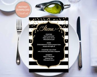 Printable Wedding Menu, Wedding Menu Template, Menu Cards, Menu Template, Wedding Menu Cards, instant download, editable pdf #B12