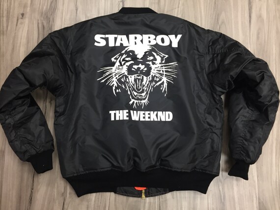 The Weeknd Starboy MA-1 Black Bomber jacket star boythe