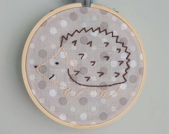 Hedgehog embroidery 4" hoop, hedgehog embroidery, hedgehog hoop.
