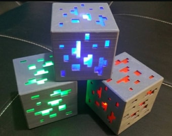 Minecraft inspired Diamond Ore LED light