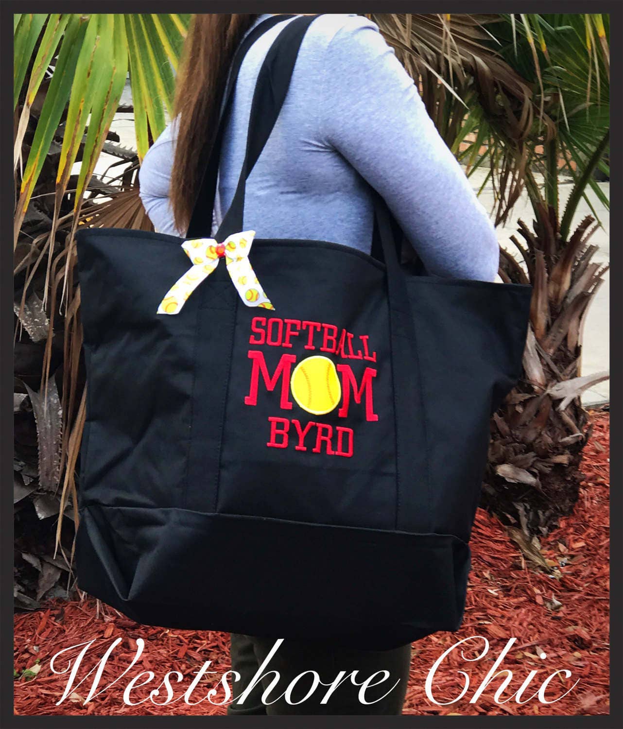 Jumbo Large Zippered Softball or Baseball Mom Beach Bag Tote