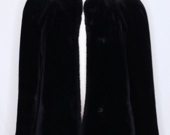 1950s Black Faux Fur Coat By Intrigue.Size Medium