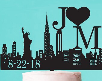 New York Skyline Personalized Wedding Cake (PPD-JM2727280)
