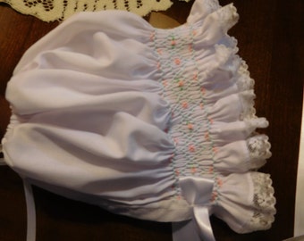 Hand Smocked Baby Bonnet- size newborn