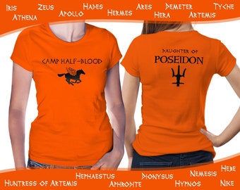 Camp Half Blood t shirt, Percy Jackson and the Olympians, Demigod orange, women's sizes, Heroes of Olympus girl's shirt