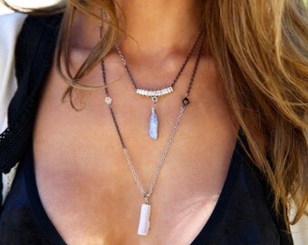 Conquer , crystal inspirational necklace