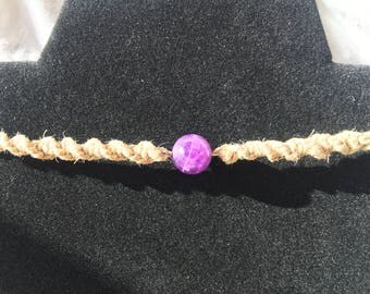 1 round amethyst hemp necklace