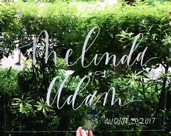 Acrylic Wedding Sign- handlettered calligraphy acrylic sign, large, custom welcome or quote sign