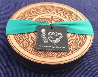 St.Patricks Day Celtic Coasters. Irish coaster set with Celtic designs.Knotwork, Book of Kells, Durrow, Celtic patterns.