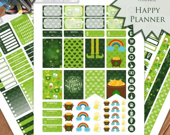 St Patrick's Day Planner Stickers Printable, March Kit, HAPPY PLANNER, Monthly/Weekly Kit,Planner kit Happy Planner kit, Instant download