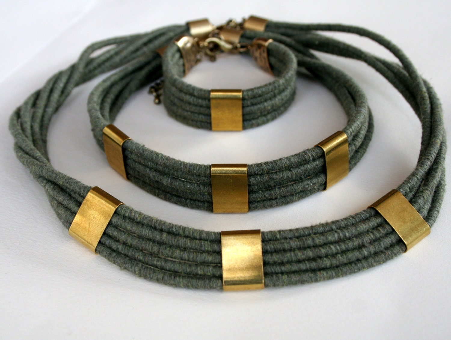 CORD CHOKER Multi Strand Necklace Cotton Cord Boho Chic