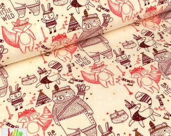 ORGANIC SWEATSHIRT Knit Fabric - Be a Little Wild in Coral - UK Seller