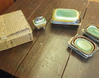 Ashtray, Lighter, Cigarette Holder, Pottery ( Mint)