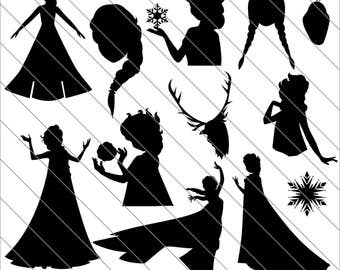 Frozen Silhouettes SVG,frozen disney,frozen clipart,Frozen svg Cut File,DXF,PNG Use with Silhoutte Studio & Cricut Instant Download
