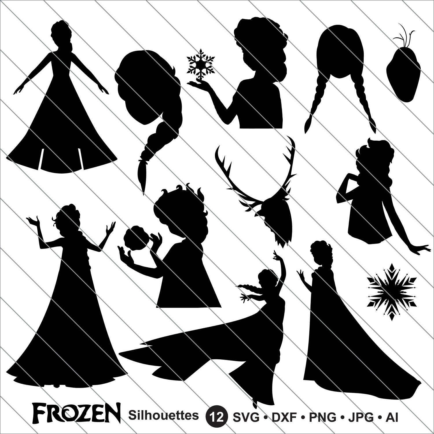 Frozen Silhouettes SVG,frozen disney,frozen clipart,Frozen svg Cut File ...