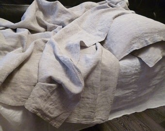 Natural linen Set 2 pillowcases duvet cover Natural flax Linen Bedding Gray Linen duvet cover queen king Full Double Twin Single size