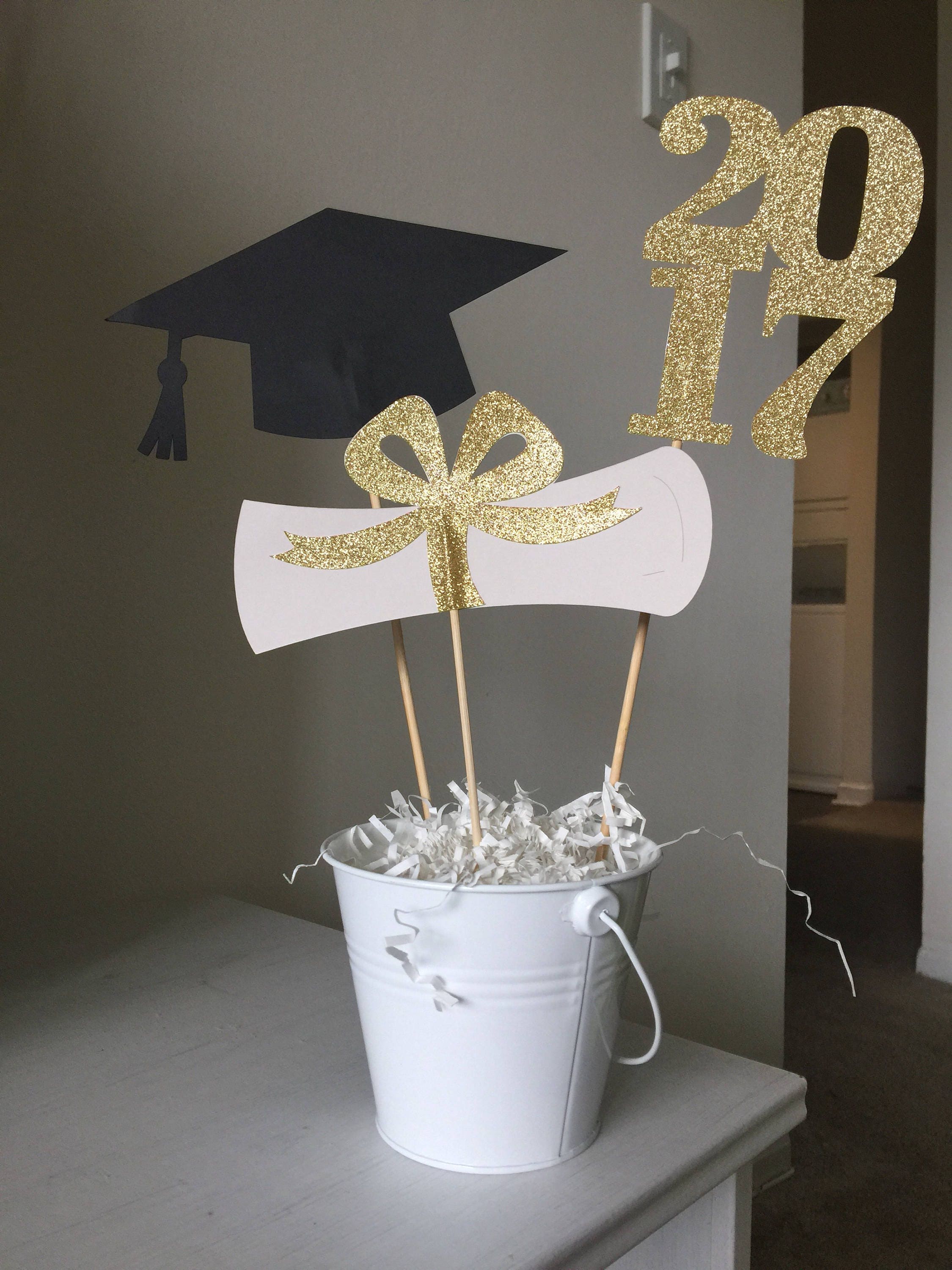 2017 2018 Graduation Centerpiece Sticks Grad Cap Diploma