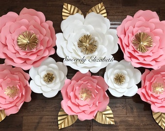 8 Piece Paper Flower set, Wedding Decor, Bridal Shower Decor, Sweet 16
