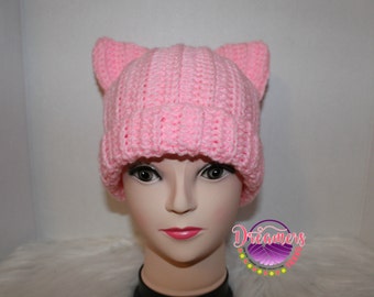 Pink Pussy Hat ,Crocheted ,Ready to Ship,Handmade