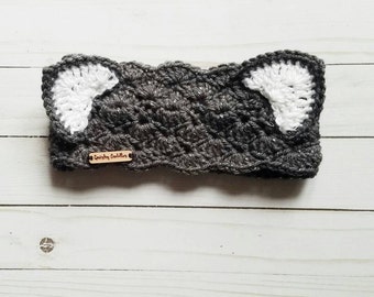 Cat Ear Warmers - GREY SPARKLE - Cat Ears Headband - Girl Winter Headband - Cat Ear Hat - Unique Gift Idea - Winter Accessories - Kawaii