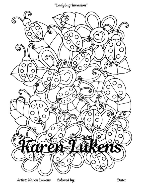 Adult Coloring Lady Bugs 10