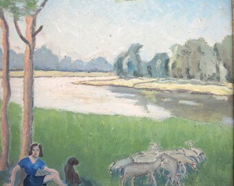 Petite peinture encadrée- Année 50- France
