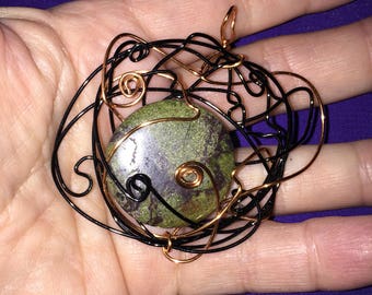Moss Agate Wire Wrap Pendant