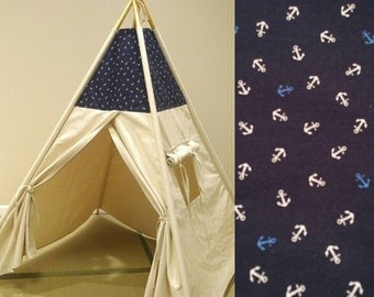 SALE Medium Kids Teepee and Play Mat Navy-White Nautical Motif Print Water Resistant Play Tents , Tipi, Water Repellent -READY To SHIP-