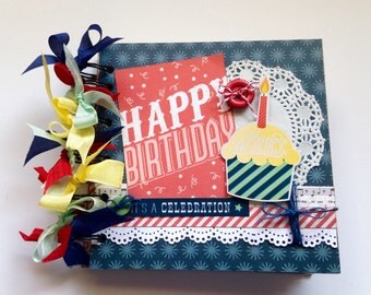 Birthday Mini Album, Birthday Scrapbook, Premade scrapbook album