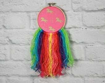 Unicorn Embroidery Hoop Art-Unicorn Decor-Unicorn Home Decor-BOHO Decor-Home Decor-Textile Art-Pink Unicorn-Unicorn Gift-Unicorn Present