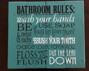 Bathroom Rules bathroom rules sign | etsy Bathroom Rules bathroom rules sign | etsy