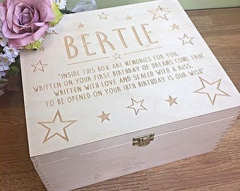 Time capsule box, Baby memory box, keepsake box, new baby gift, birth box, wood, custom memory box, rustic wooden keepsake box