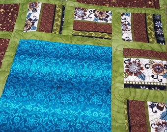 Brown and Teal lap quilt