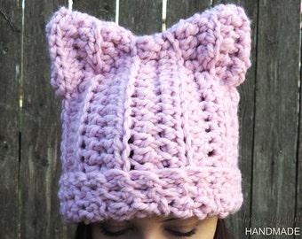 Pussy Hat, Pussy Cat Hat, Cat Ears Hat, Women's March, Feminist Walk, Crochet Hat, Cat Lady, PussyHat