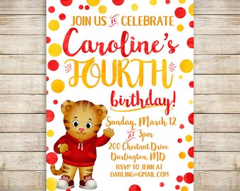 Daniel Tiger Birthday Invitation | Watercolor Daniel Tiger Invitation