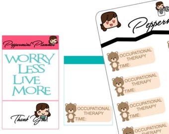Teddy Bear Occupational Therapy Stickers or Blank Teddy Bear Stickers, Planner Stickers {#132}