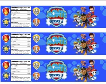Personalized Paw Patrol water bottle labels !