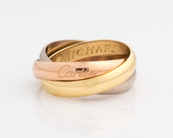 Vintage Trinity Cartier Ring Band with Rose, White, & Yellow Gold, VJ #655