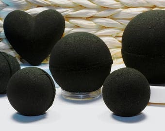 Sale! Obsidian Black Bath Bomb, handmade, bath bombs, custom made to order,black bath, Softens skin (many sizes)